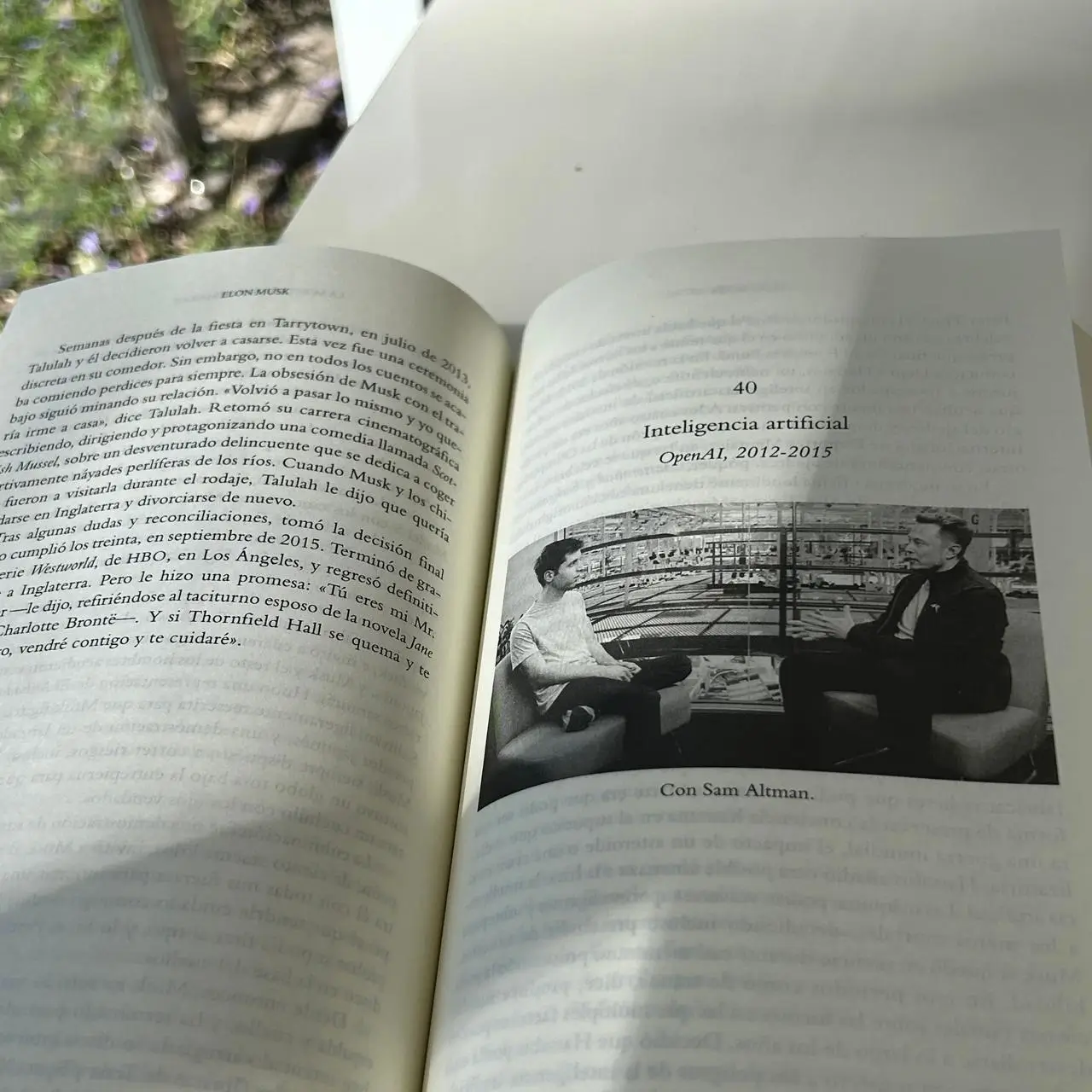 A photo of a page from Elon Musk's biography book